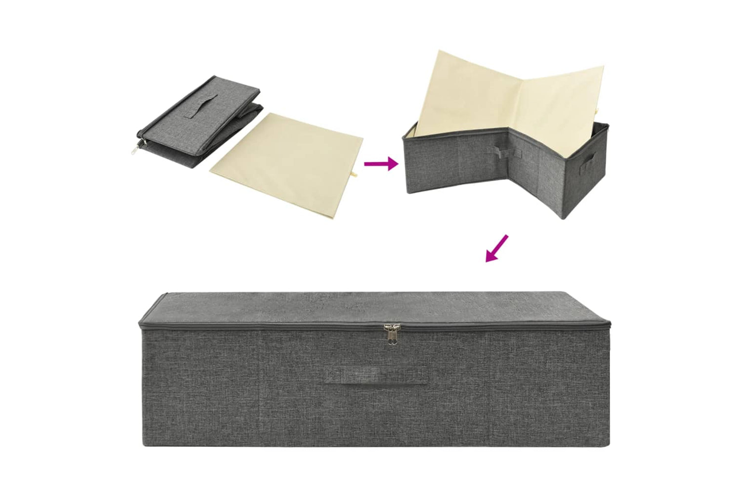 vidaXL 332903 Storage Box Fabric 70x40x18cm Anthracite-4