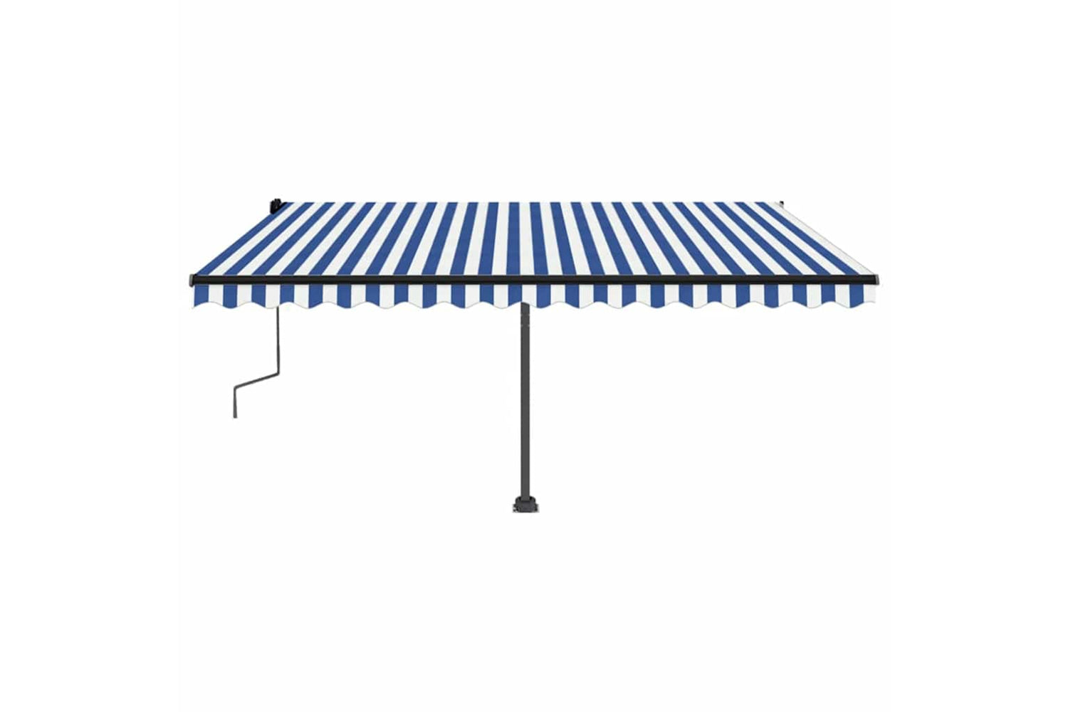 Vidaxl Manual Retractable Awning With Led 450x300 Cm Blue And White-3