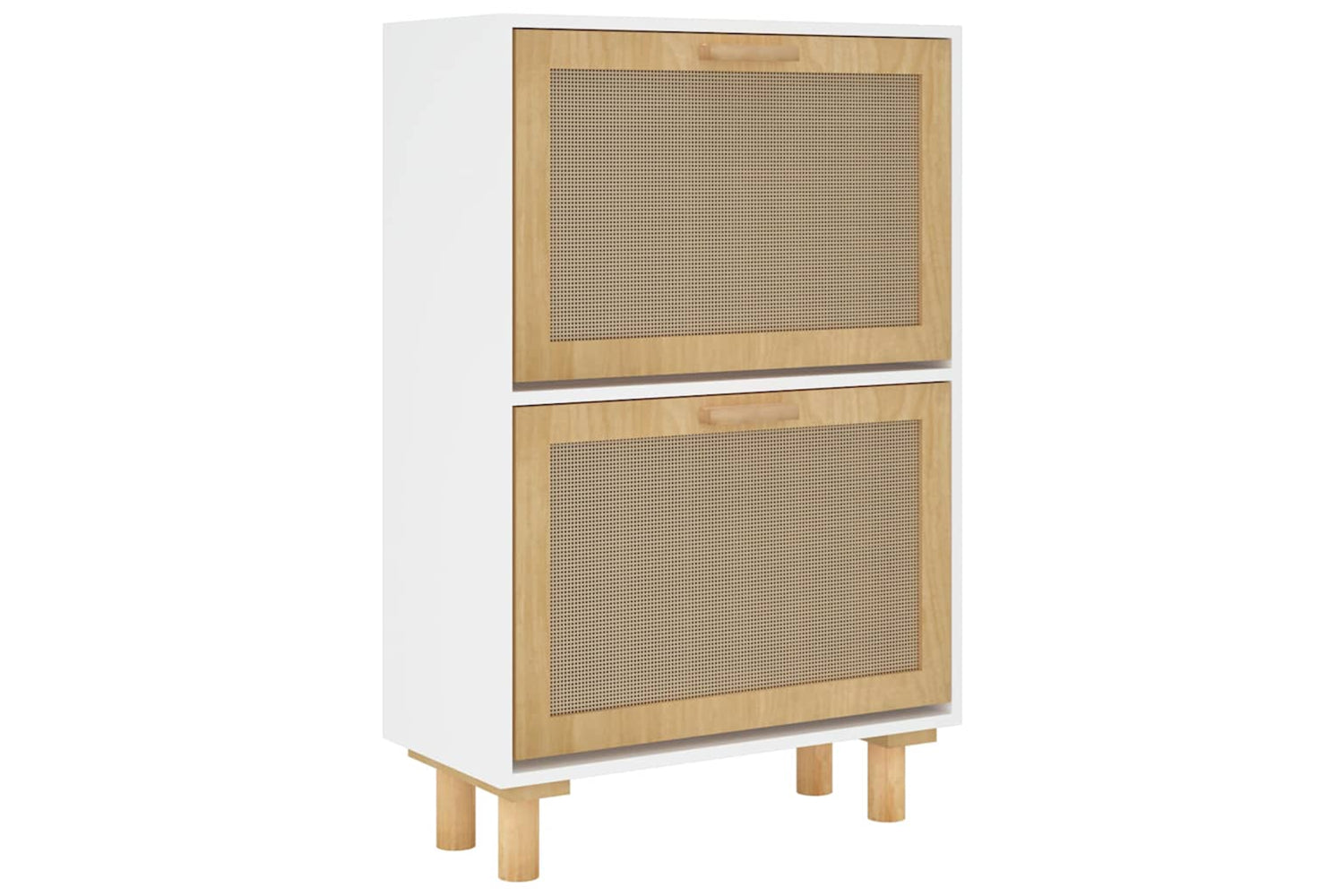 Vidaxl 345645 Shoe Cabinet White 52x25x80 Cm Engineered Wood&natural Rattan-3