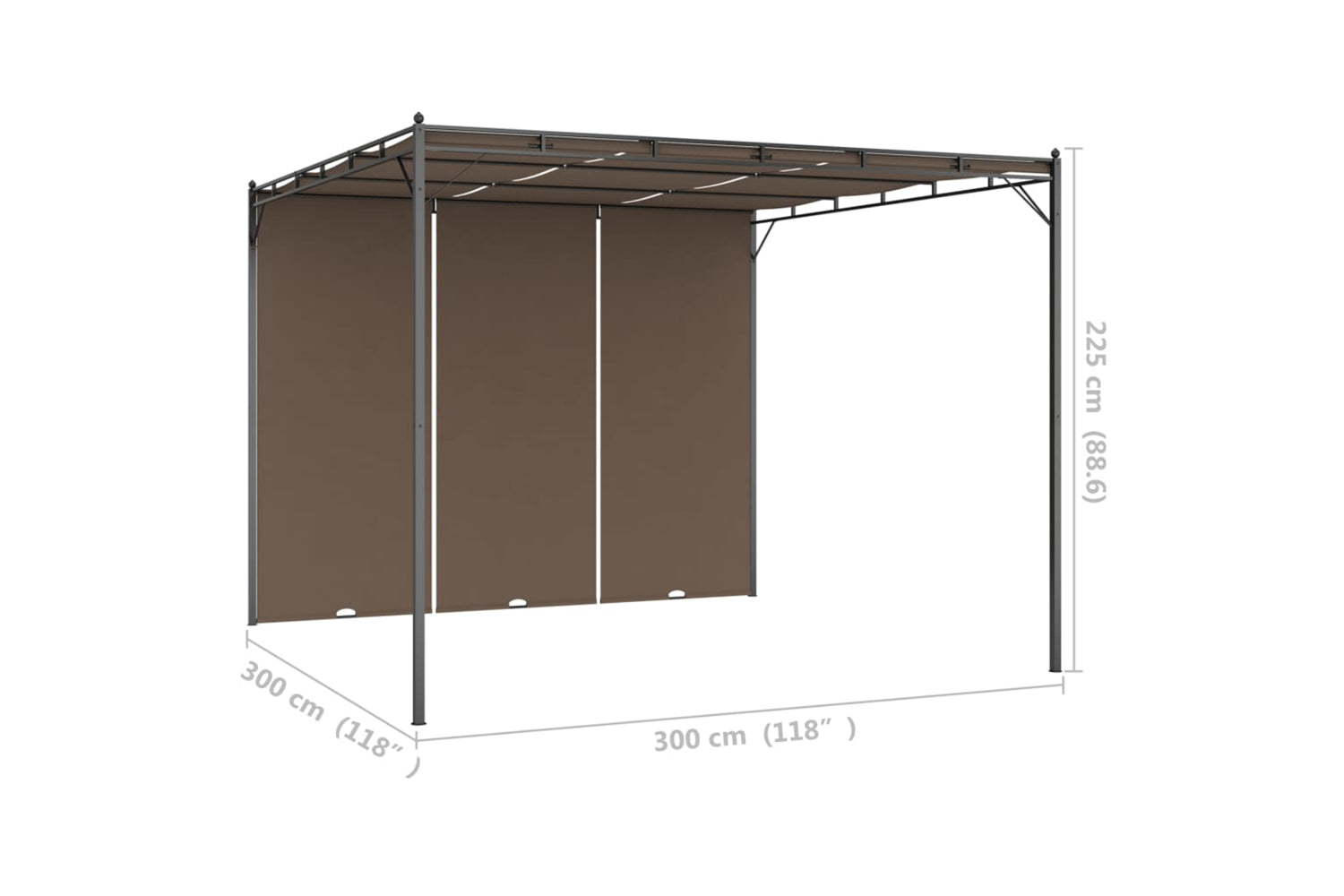 Vidaxl 312263 Garden Gazebo With Side Curtain 3x3x2.25 M Taupe-9