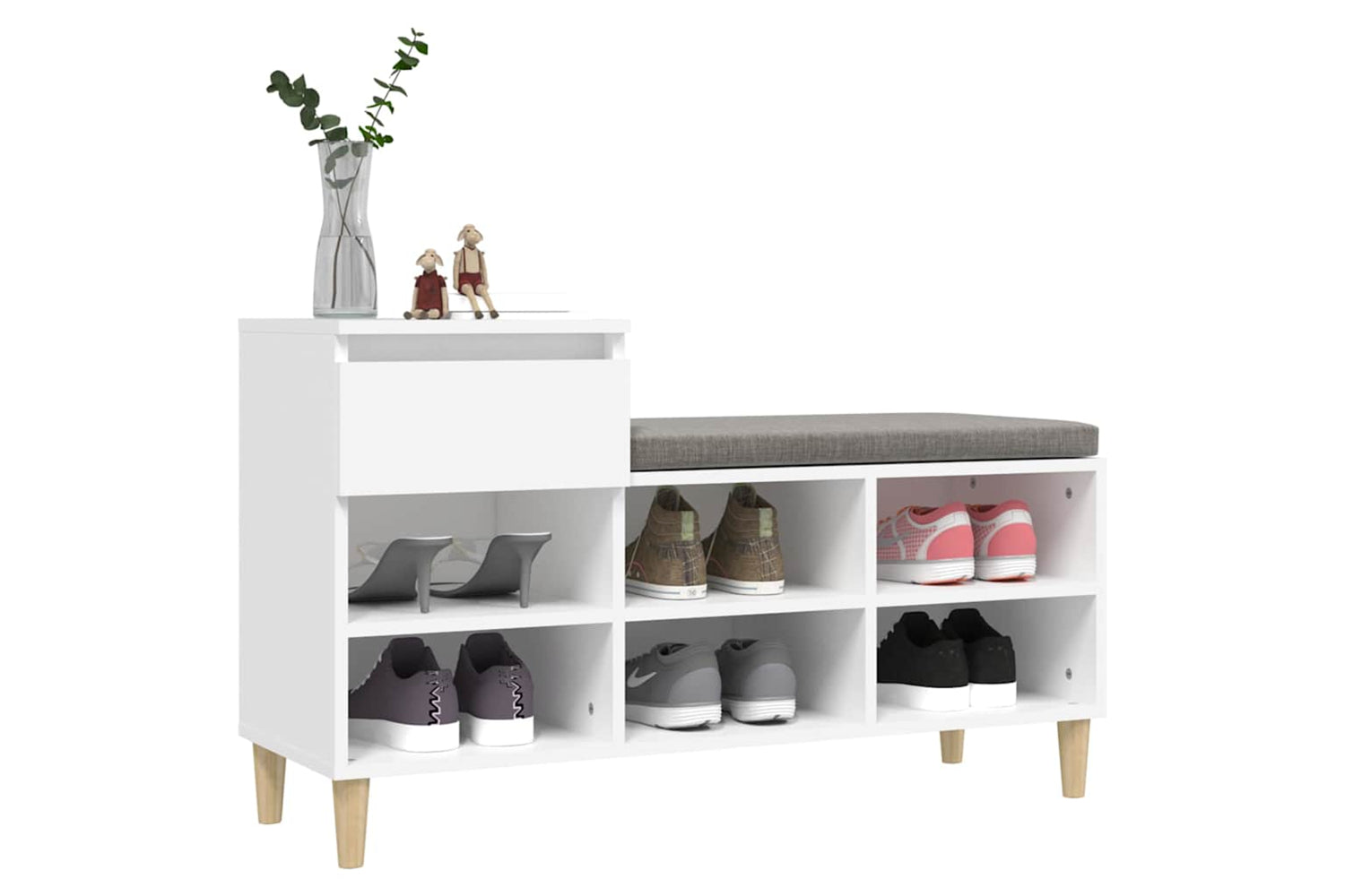 vidaXL 821204 Shoe Cabinet White 102x36x60cm Engineered Wood-3