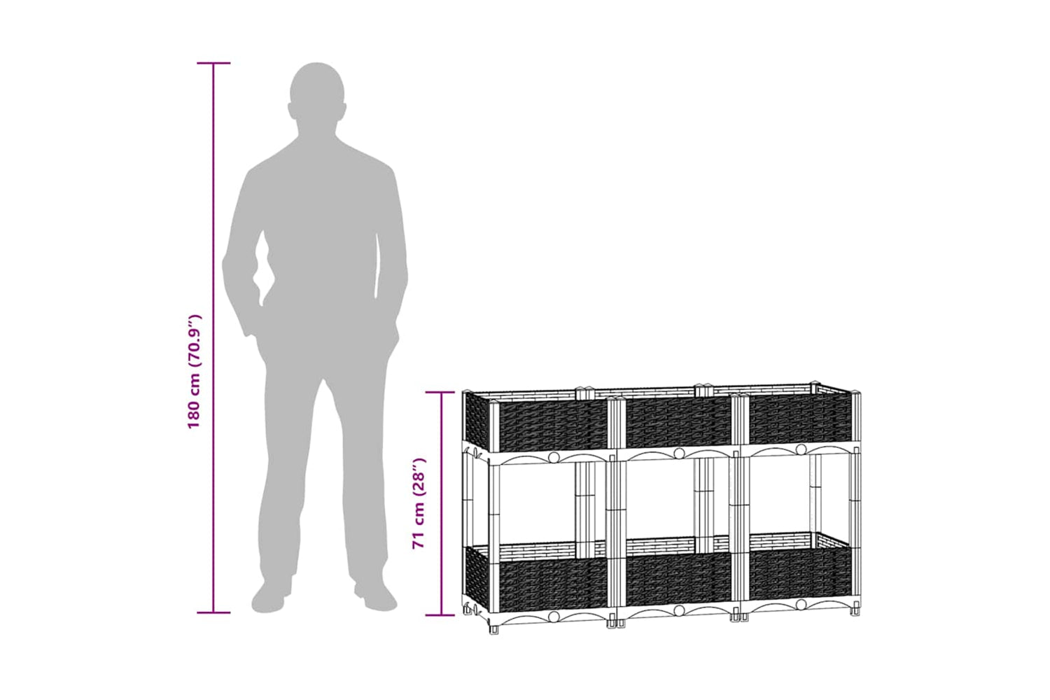 vidaXL 310407 Raised Bed 120x40x71cm Polypropylene-8