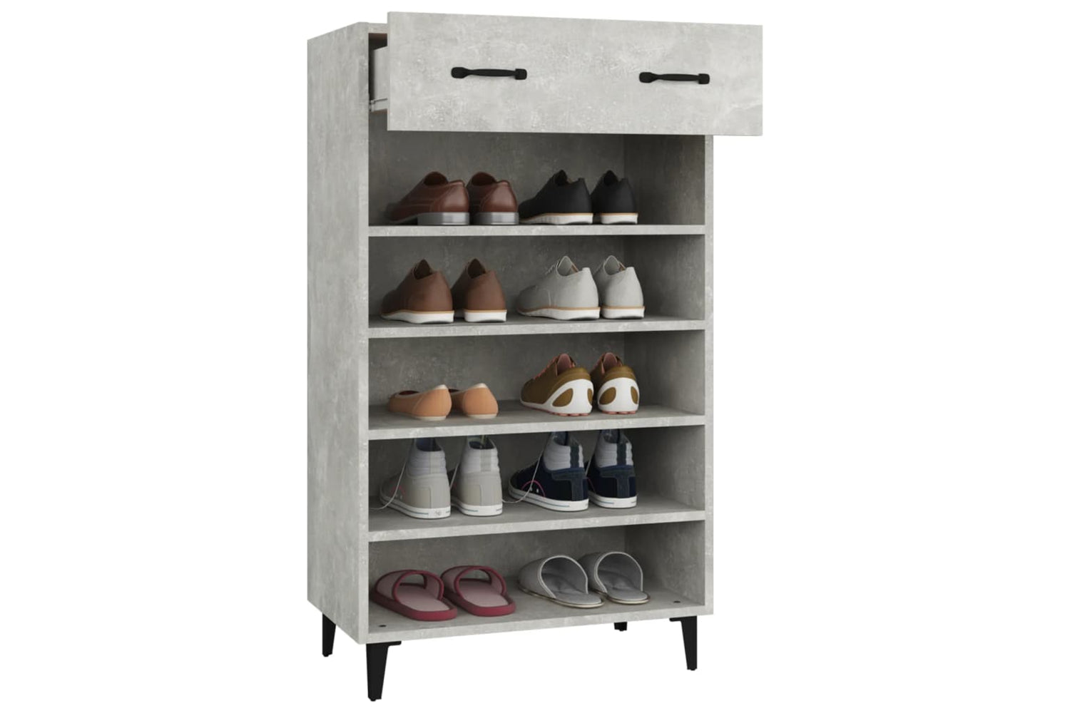 vidaXL 812793 Shoe Cabinet Concrete Grey 60x35x105cm Engineered Wood-3