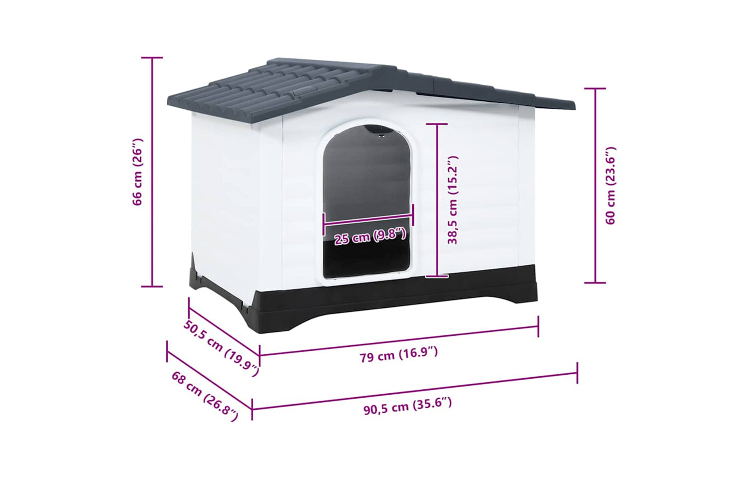 vidaXL 152230 Dog House Grey 90.5x68x66cm Polypropylene-8