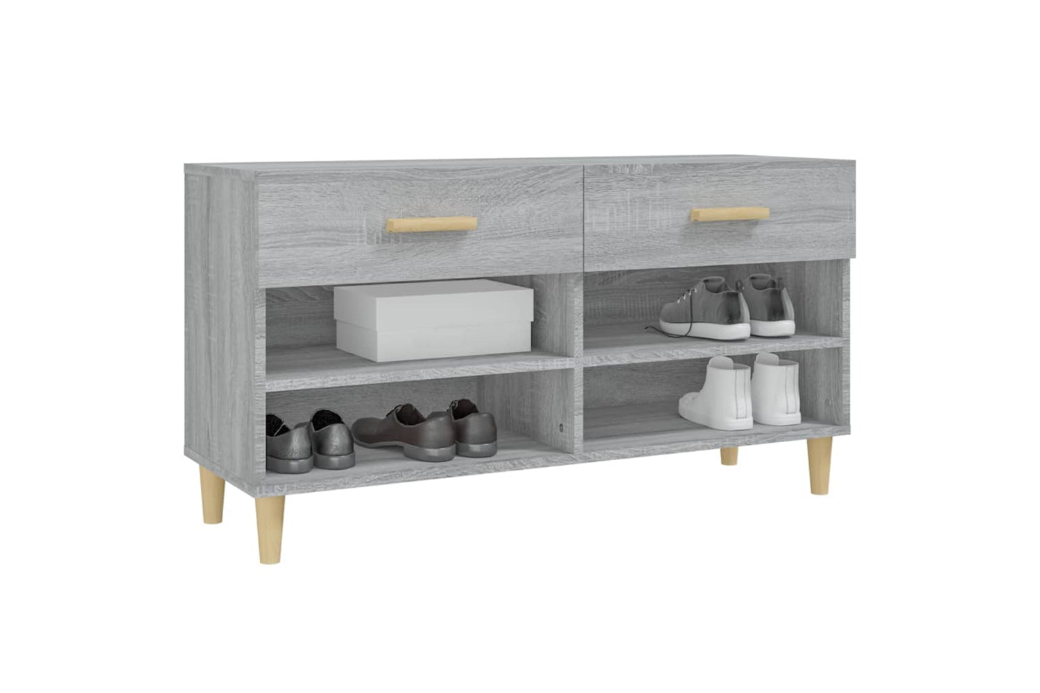 vidaXL 817568 Shoe Cabinet Grey Sonoma 102x35x55cm Engineered Wood-3