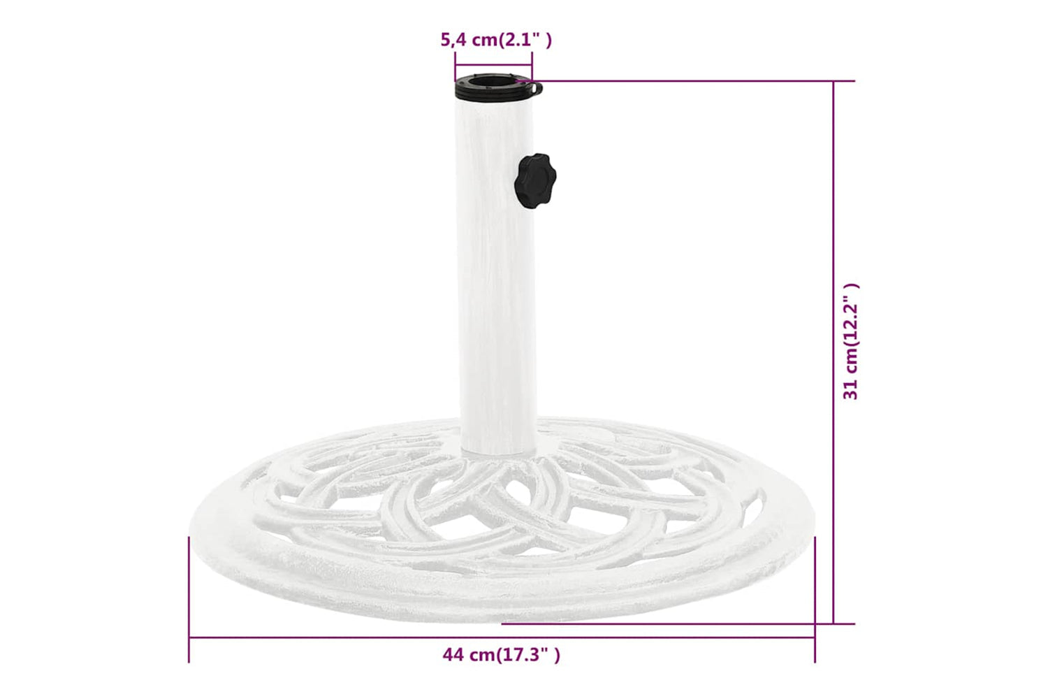 vidaXL 317757 Umbrella Base White 44x44x31cm Cast Iron-8