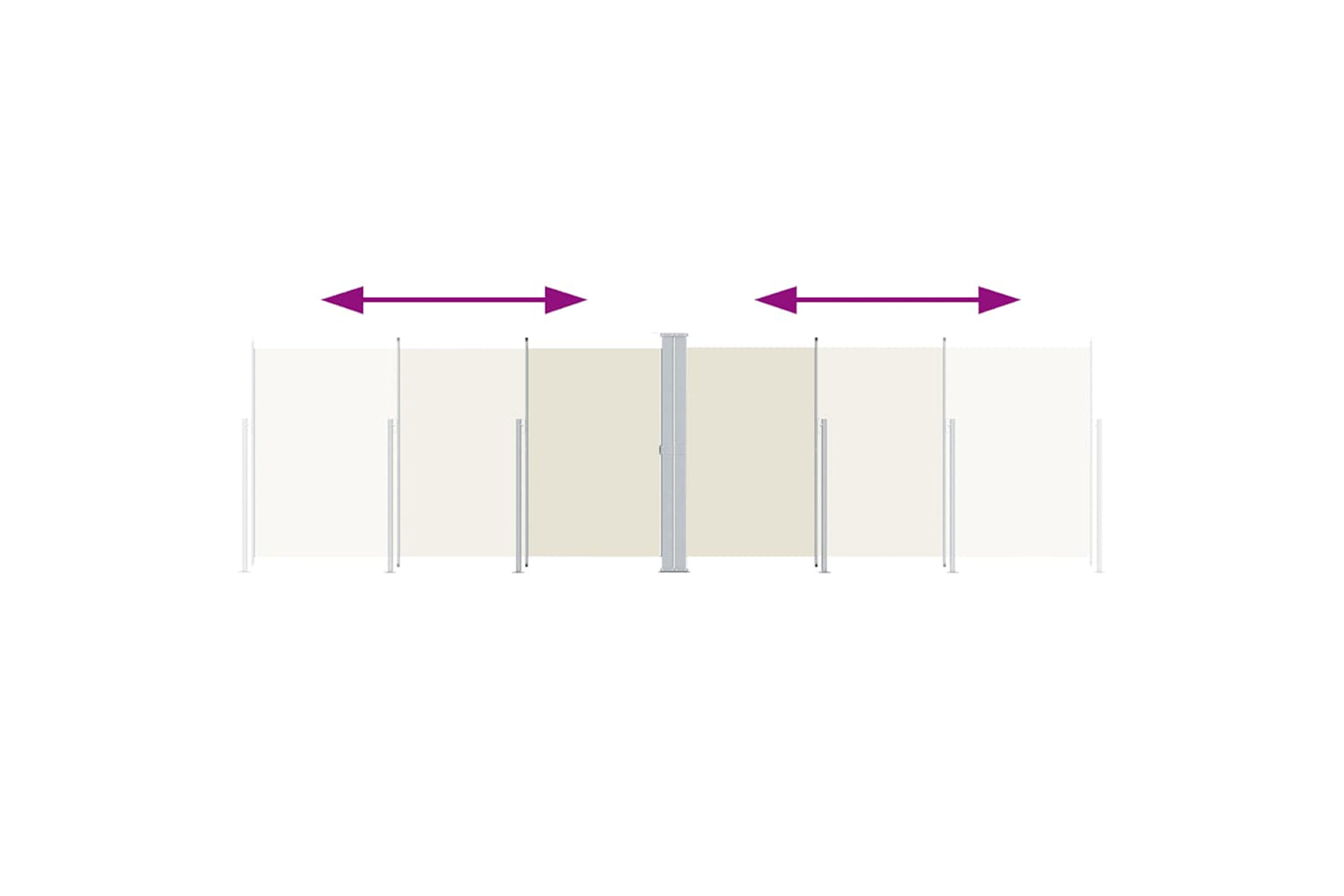 vidaXL 318007 Retractable Side Awning Cream 200x600cm-2