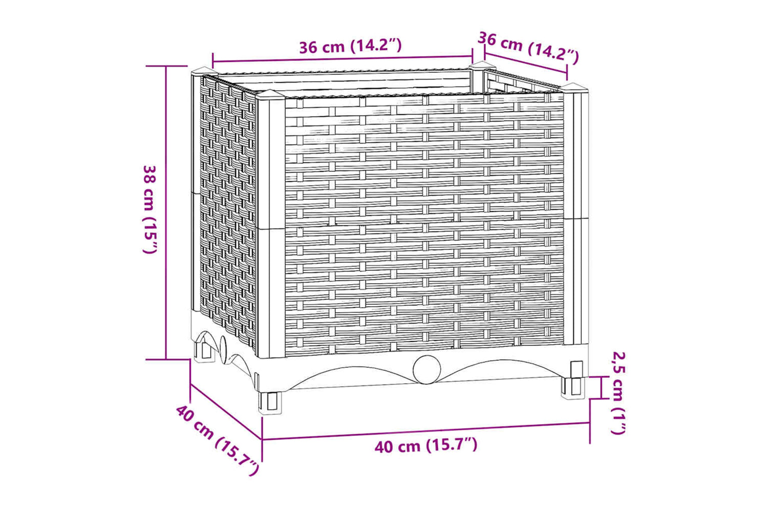 vidaXL Raised Bed 40x40x38cm Polypropylene-7