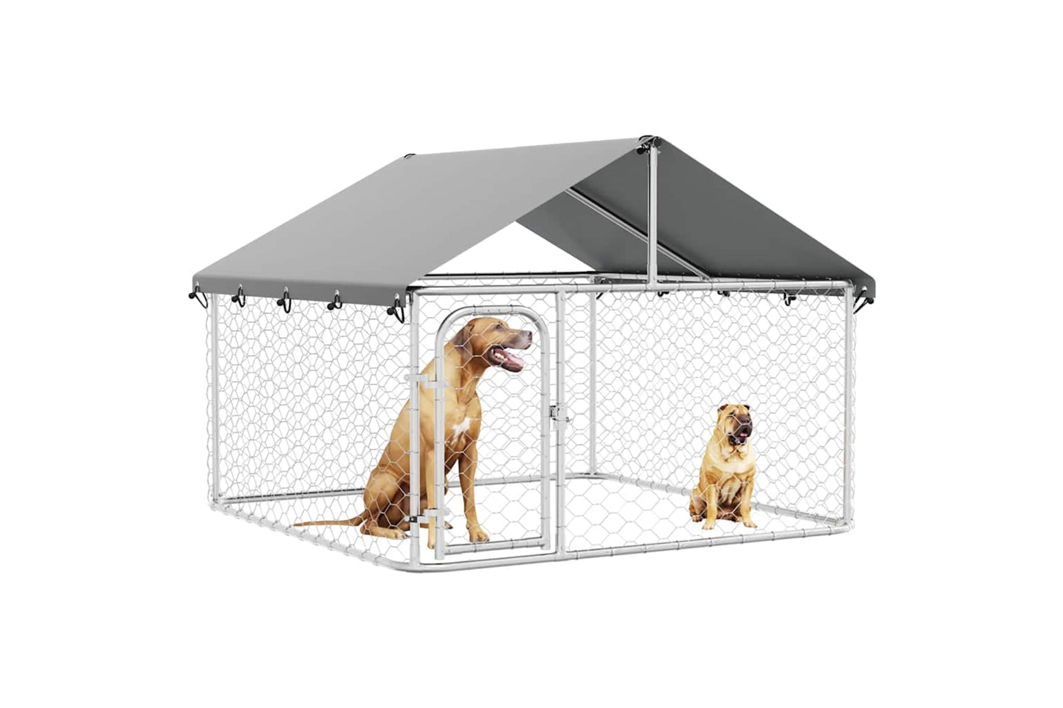 Vidaxl Outdoor Dog Kennel With Roof 200x200x150 Cm-4