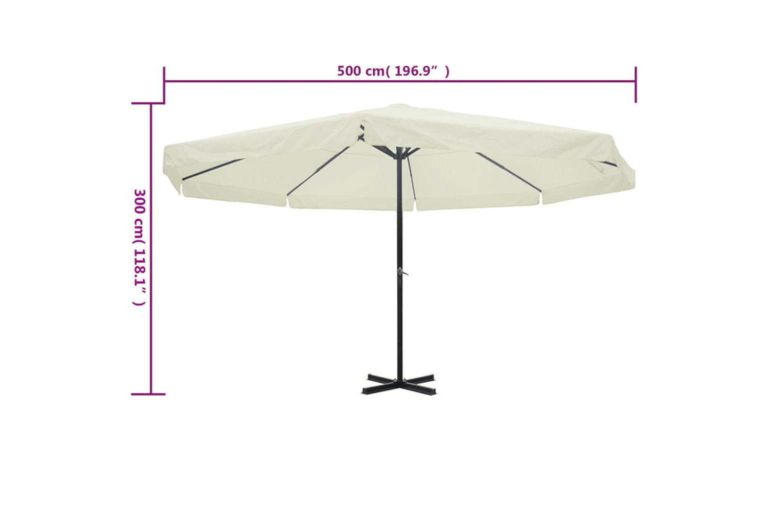 vidaXL 40301 Parasol White Aluminium 500cm-5