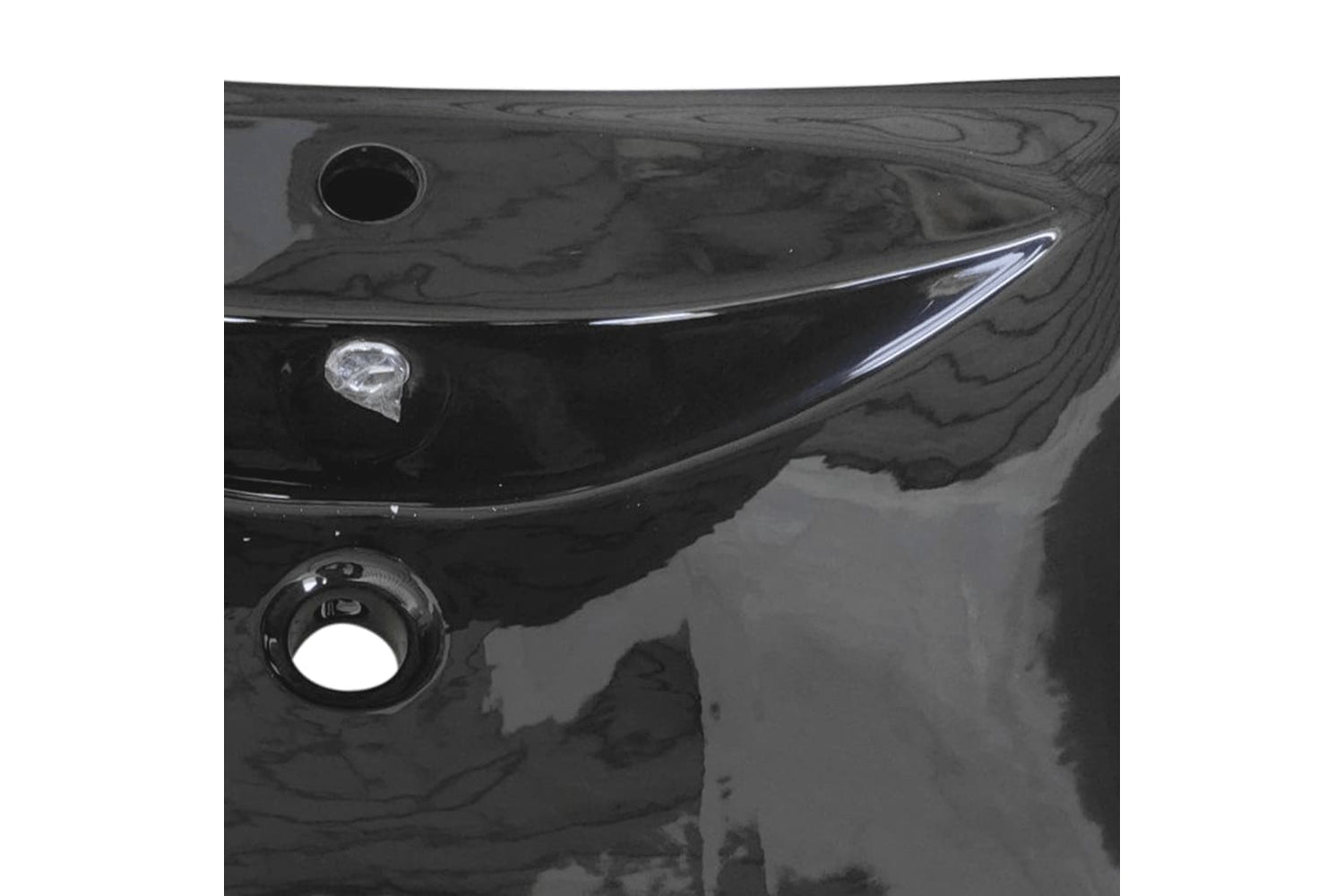 Vidaxl 140689 Black Luxury Ceramic Basin Rectangular With Overflow & Faucet Hole-5