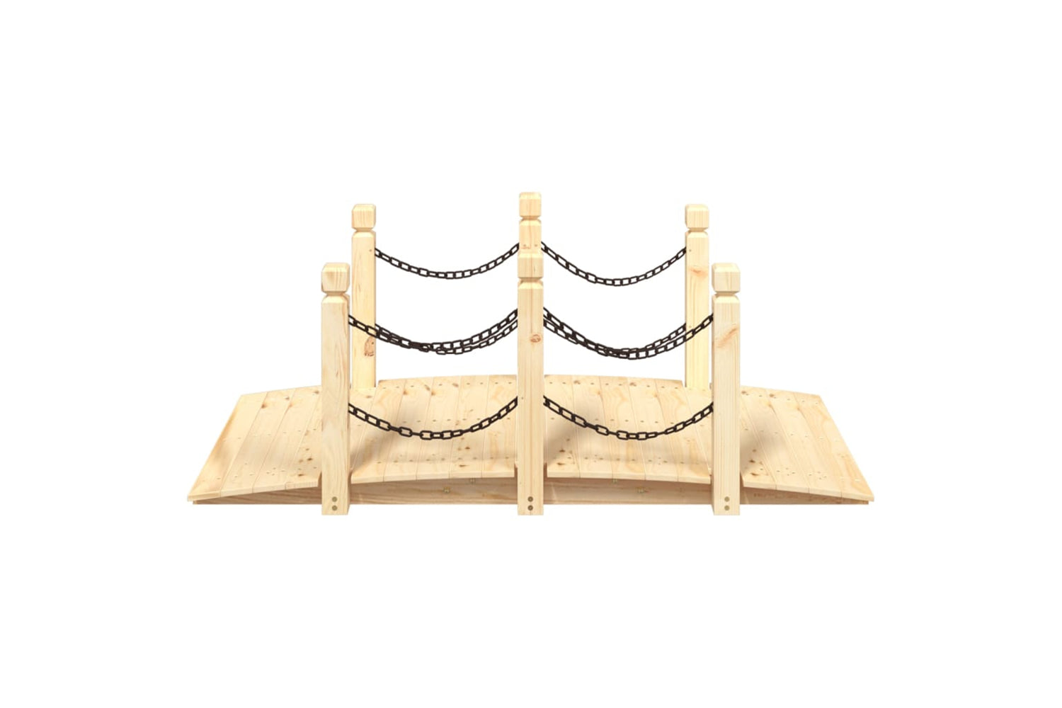 Vidaxl 363357 Garden Bridge With Chain Railings 150x67x56cm Solid Wood Spruce-2
