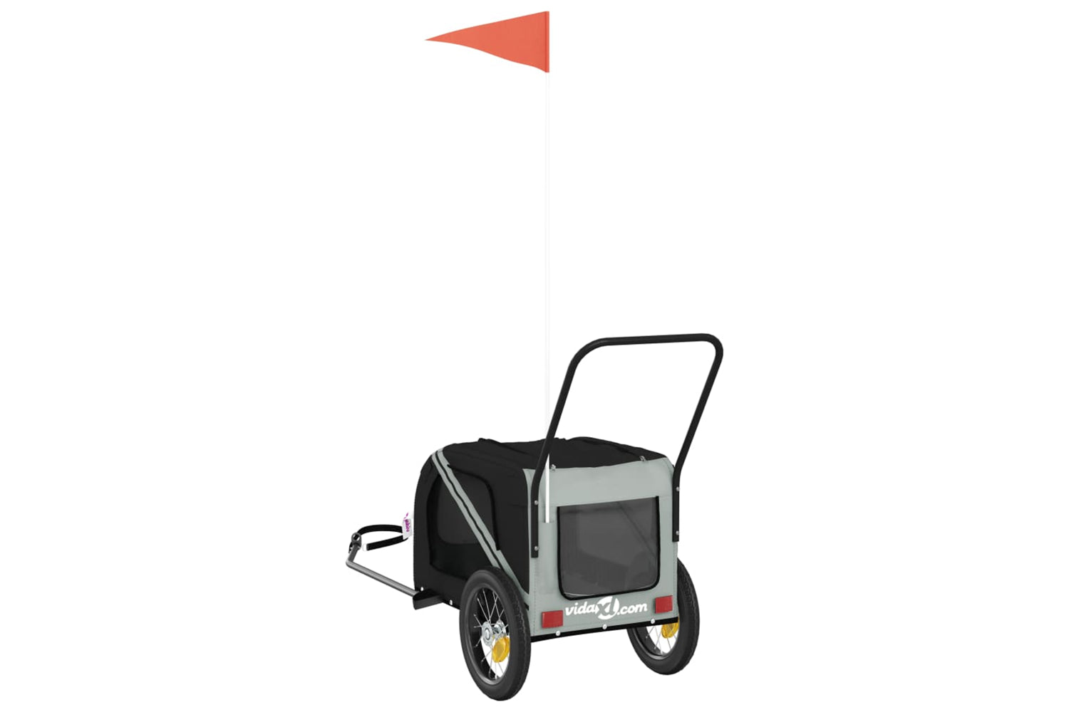 Vidaxl 93888 Pet Bike Trailer Grey And Black Oxford Fabric And Iron-7