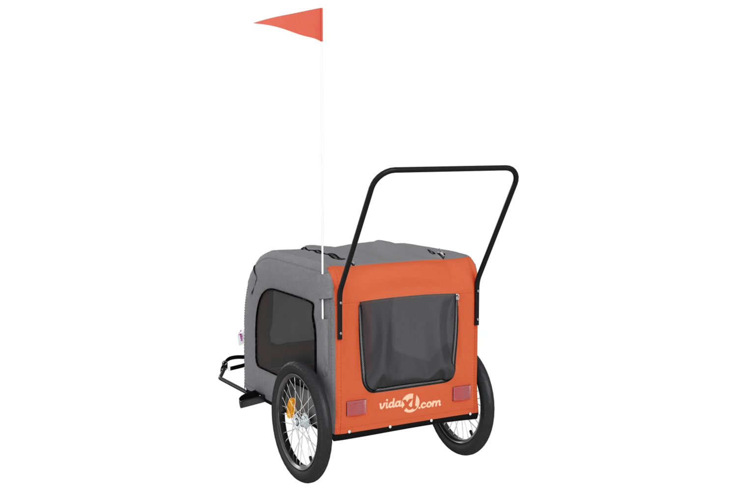 Vidaxl 93858 Pet Bike Trailer Orange And Grey Oxford Fabric And Iron-7