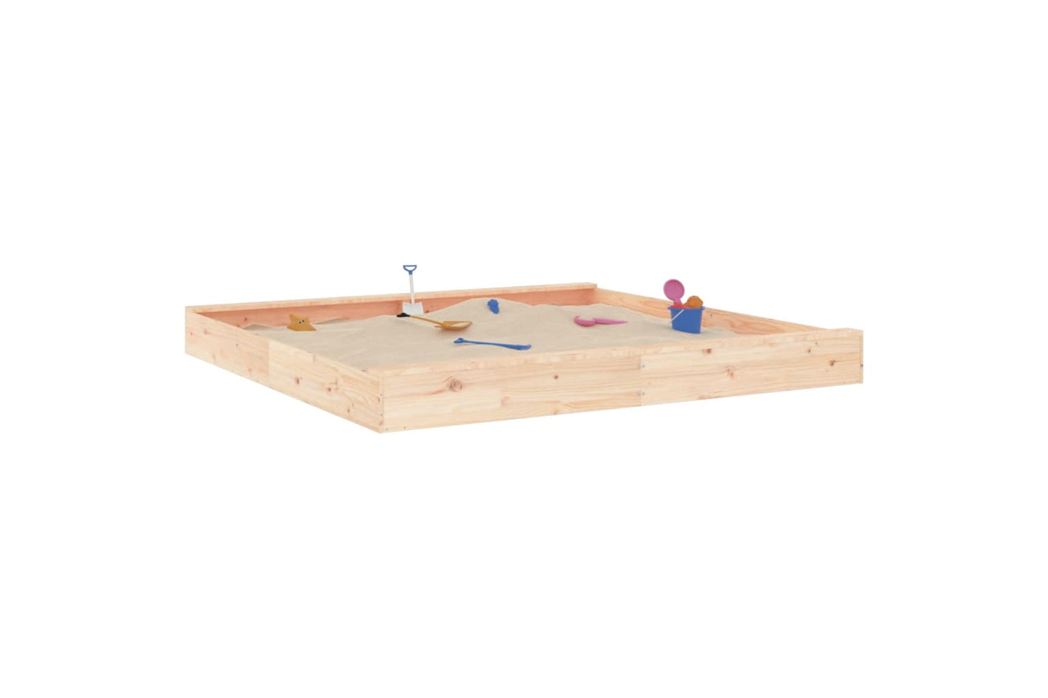 vidaXL 825044 Sandbox With Seats Square Solid Wood Pine-2