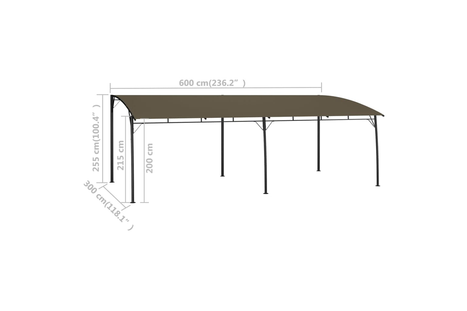 Vidaxl 312256 Garden Sunshade Awning 6x3x2.55 M Taupe-6