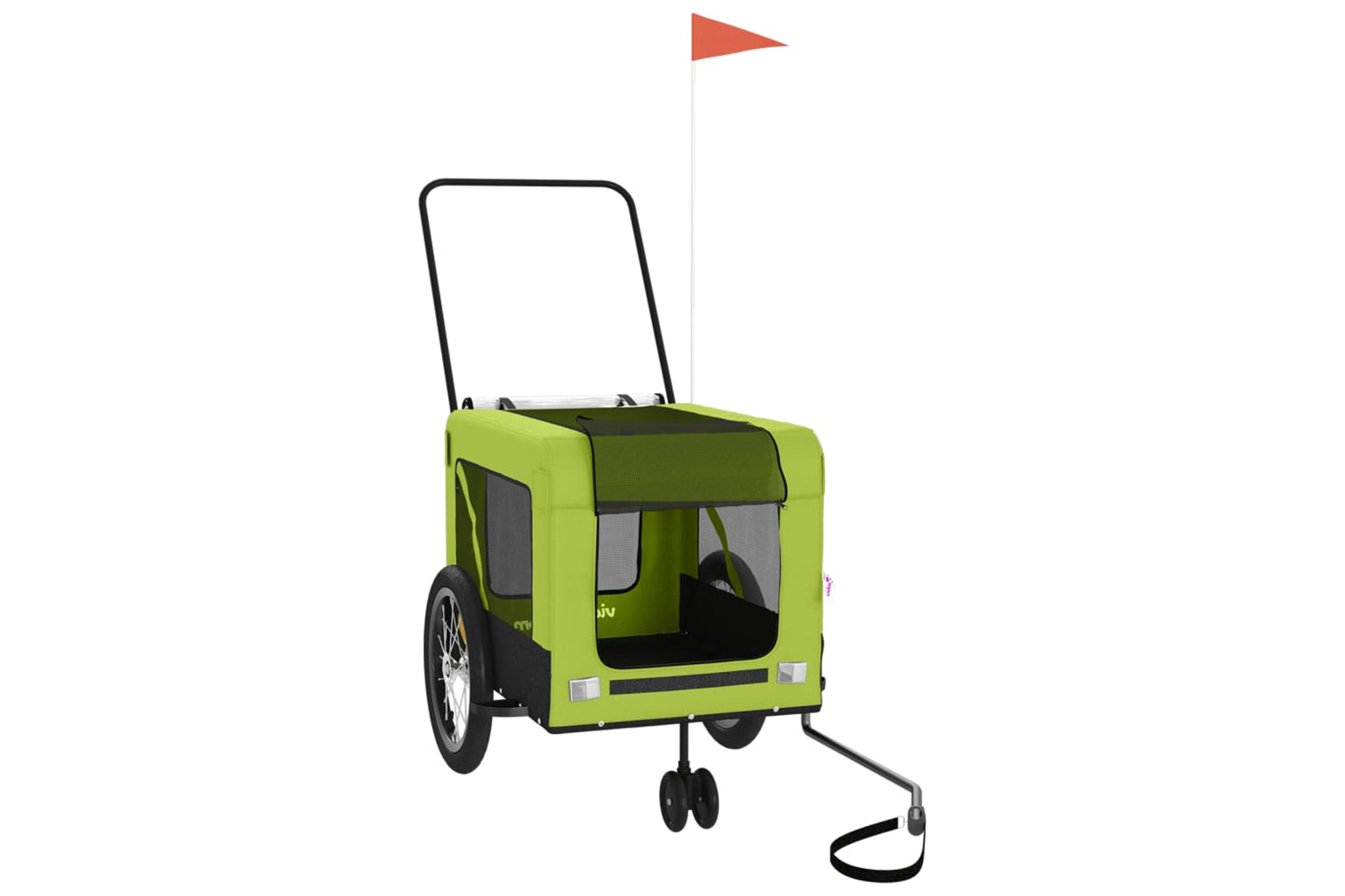 Vidaxl 93941 Pet Bike Trailer Green And Black Oxford Fabric And Iron-2