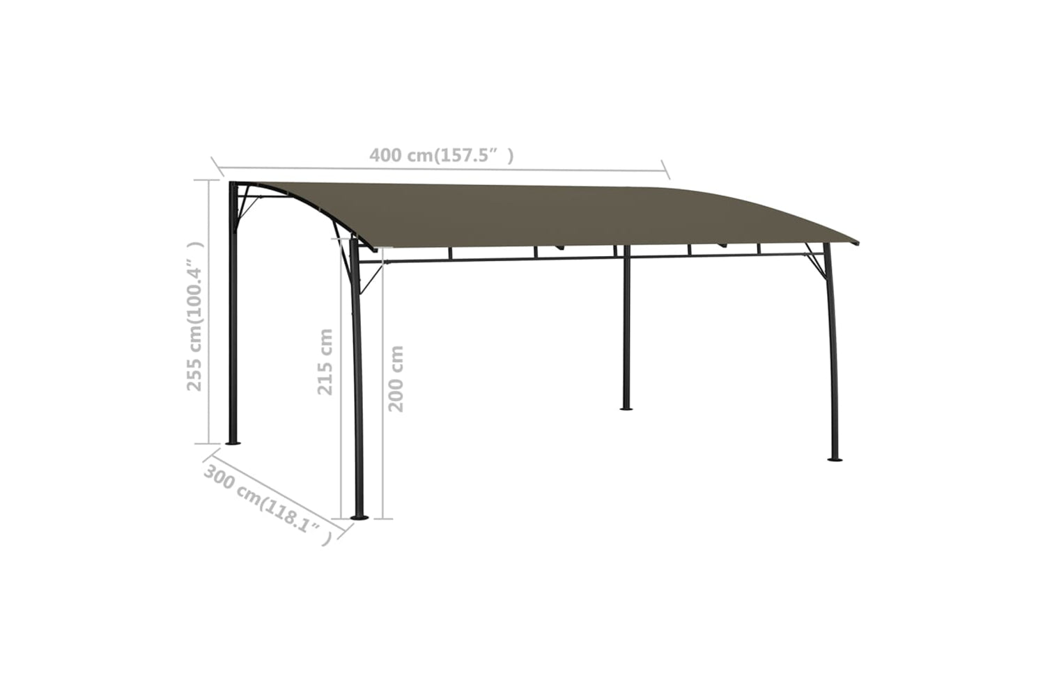 Vidaxl 312255 Garden Sunshade Awning 4x3x2.55 M Taupe-6