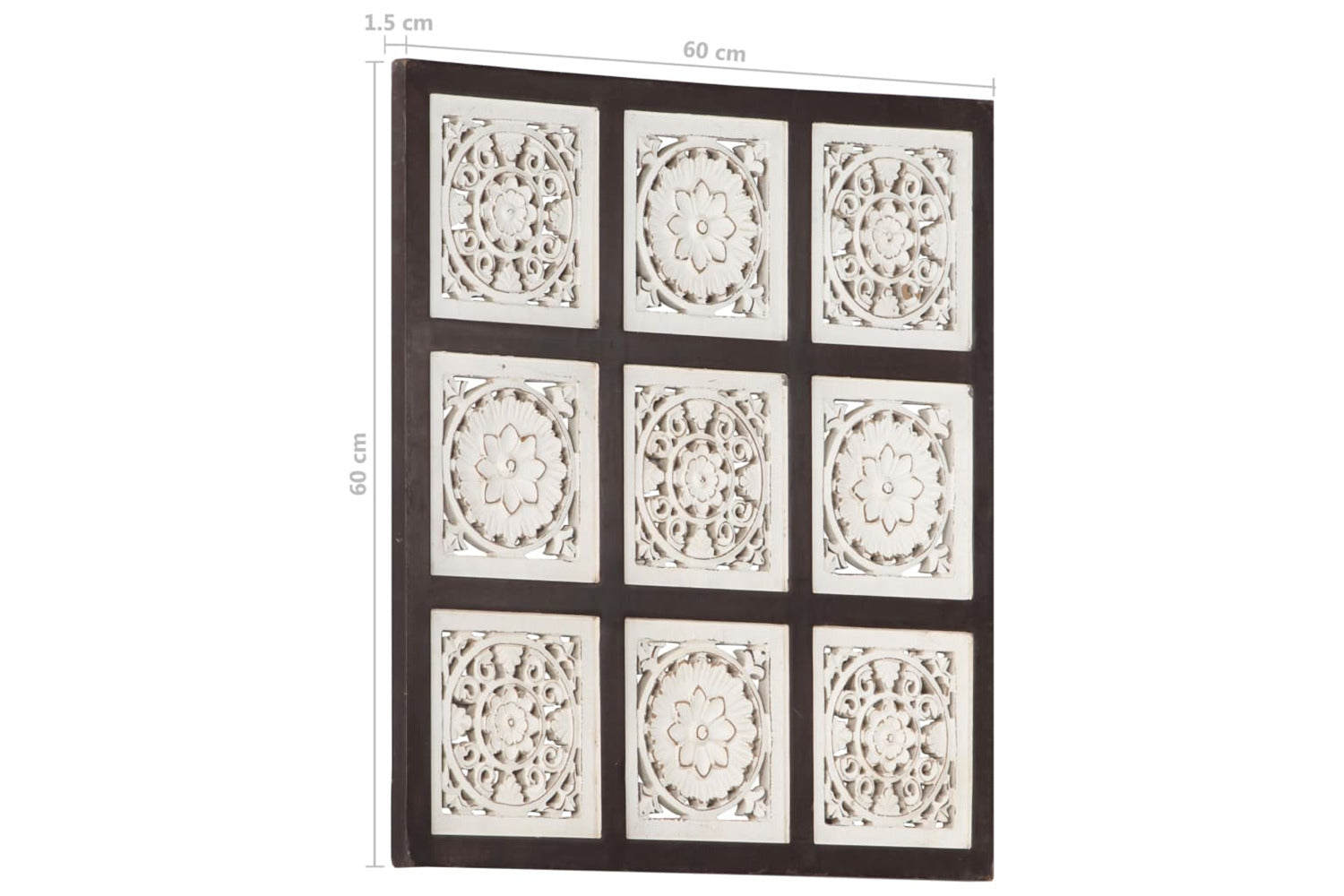 vidaXL 321654 Hand-carved Wall Panel Mdf 60x60x1.5cm Brown And White-8