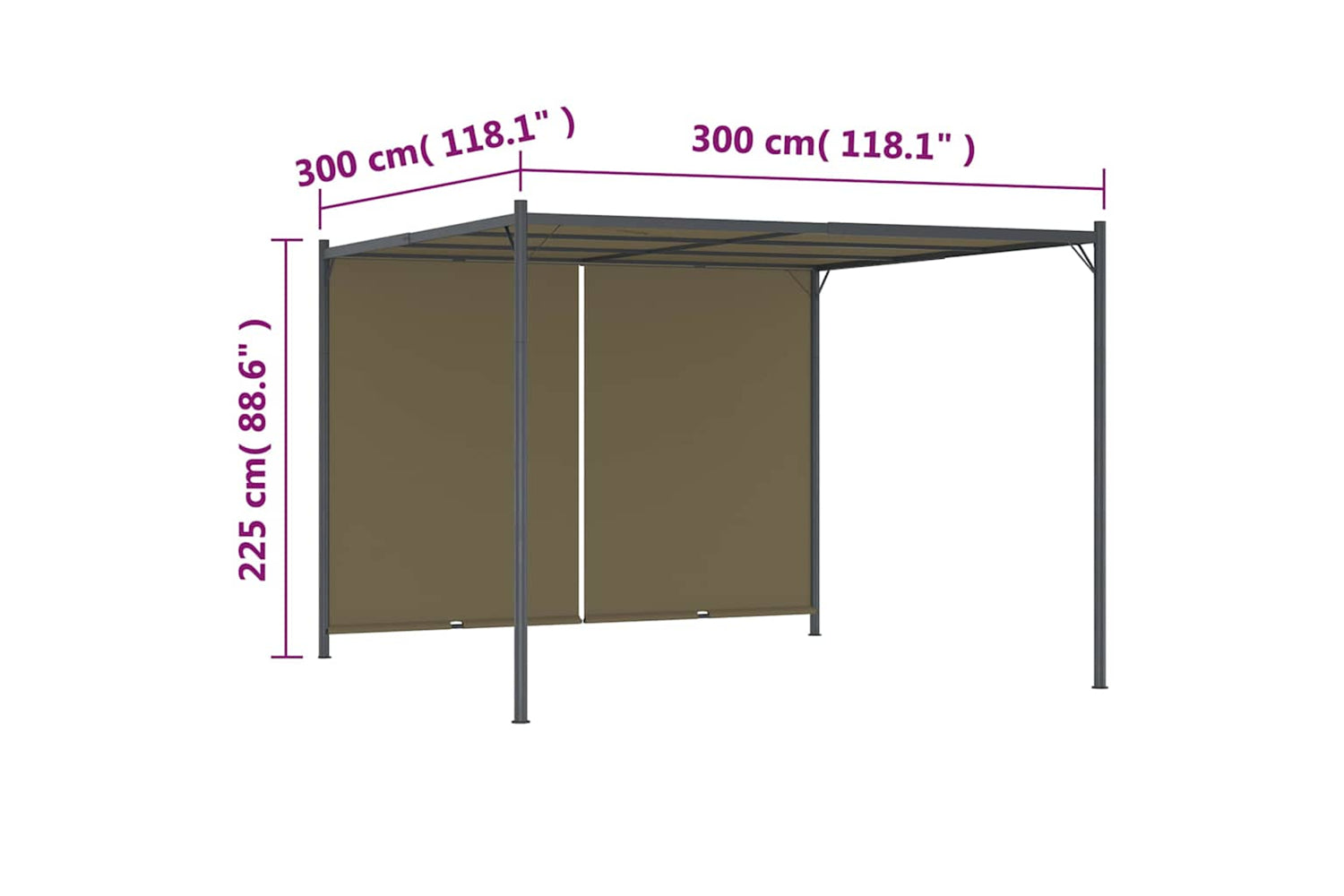 Vidaxl 312225 Garden Pergola With Retractable Roof 3x3 M Taupe 180 G/mâ²-7