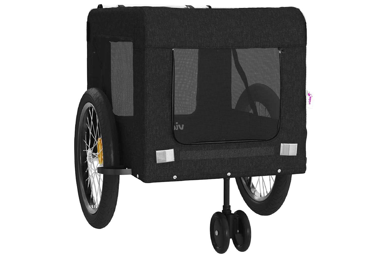 Vidaxl 93947 Pet Bike Trailer Black Oxford Fabric And Iron-5