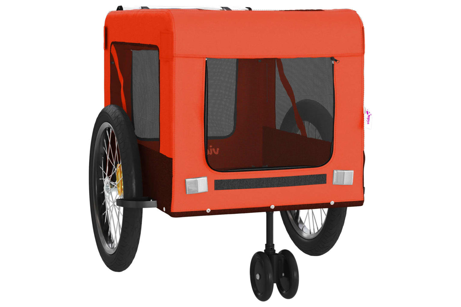 Vidaxl 93942 Pet Bike Trailer Orange And Black Oxford Fabric And Iron-5