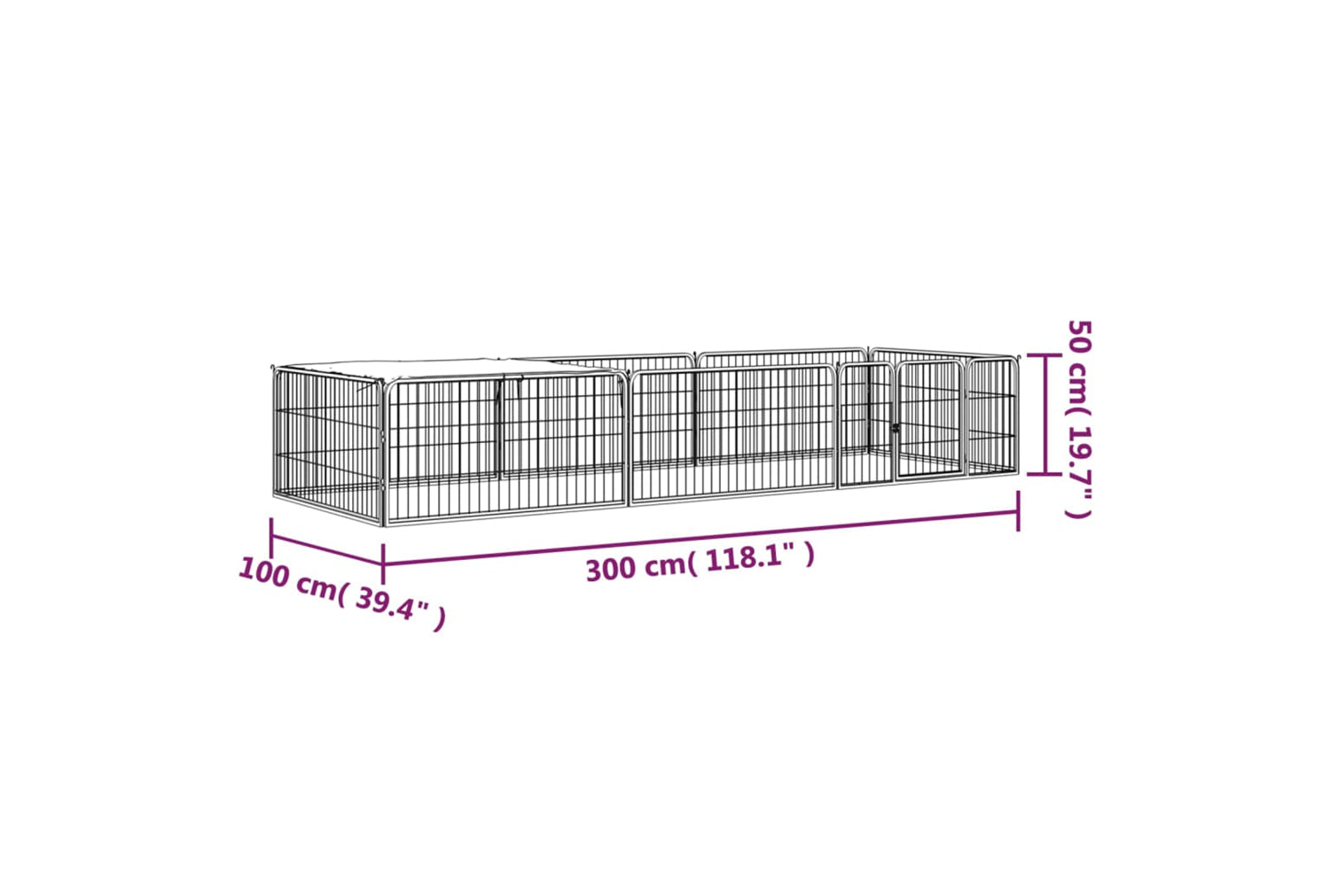 vidaXL 3115976 8-panel Dog Playpen Black 100x50cm Powder-coated Steel-6