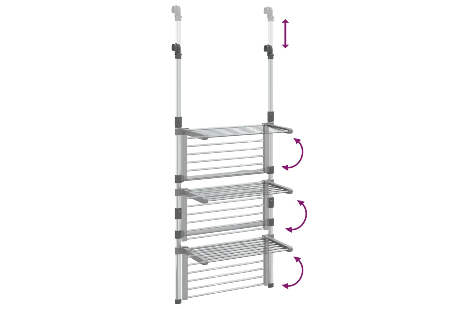Vidaxl 344383 3-tier Hanging Laundry Drying Rack Aluminium-5