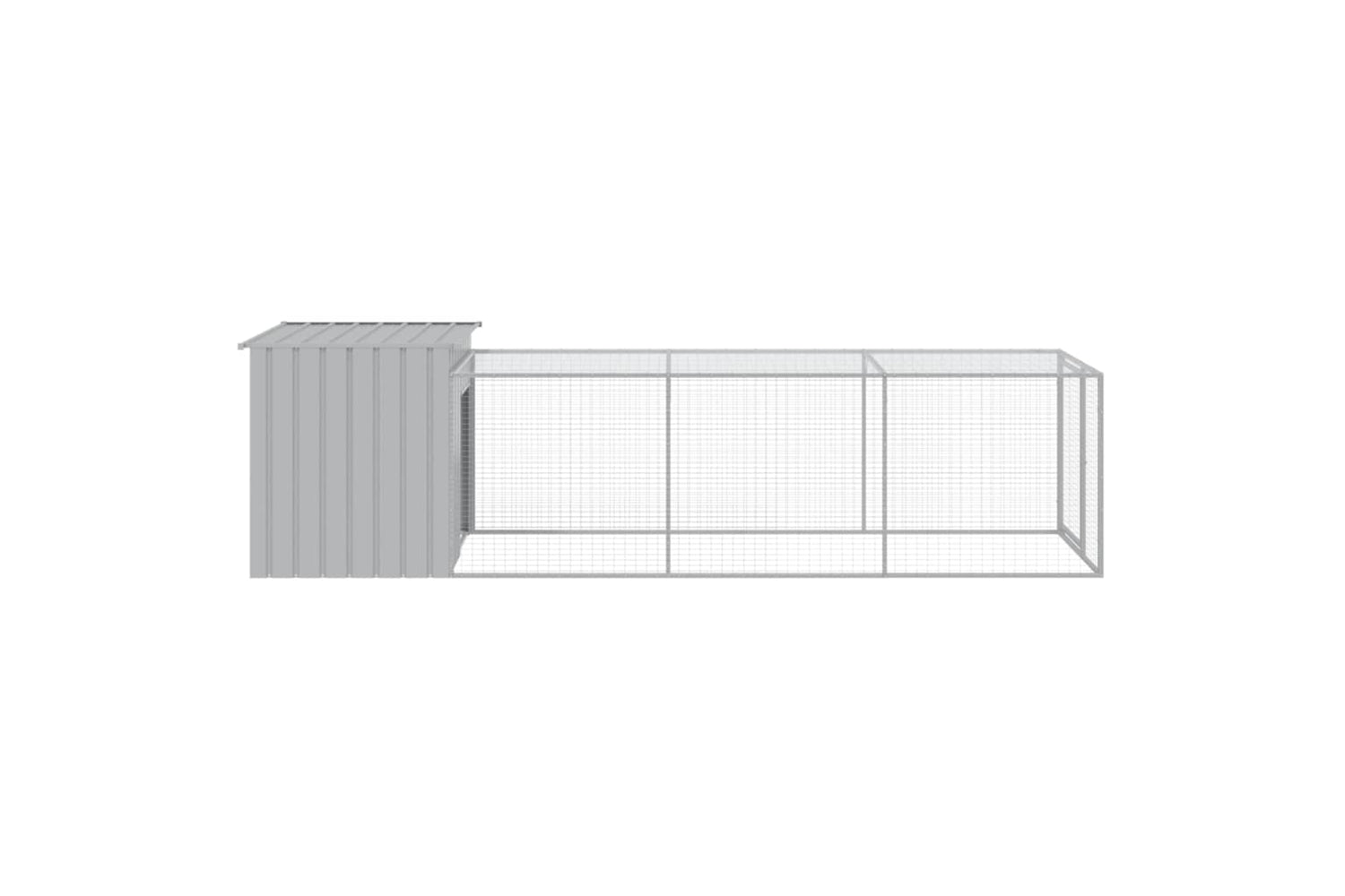 vidaXL 3189094 Chicken Cage With Run Light Grey 110x405x110cm Galvanised Steel-3