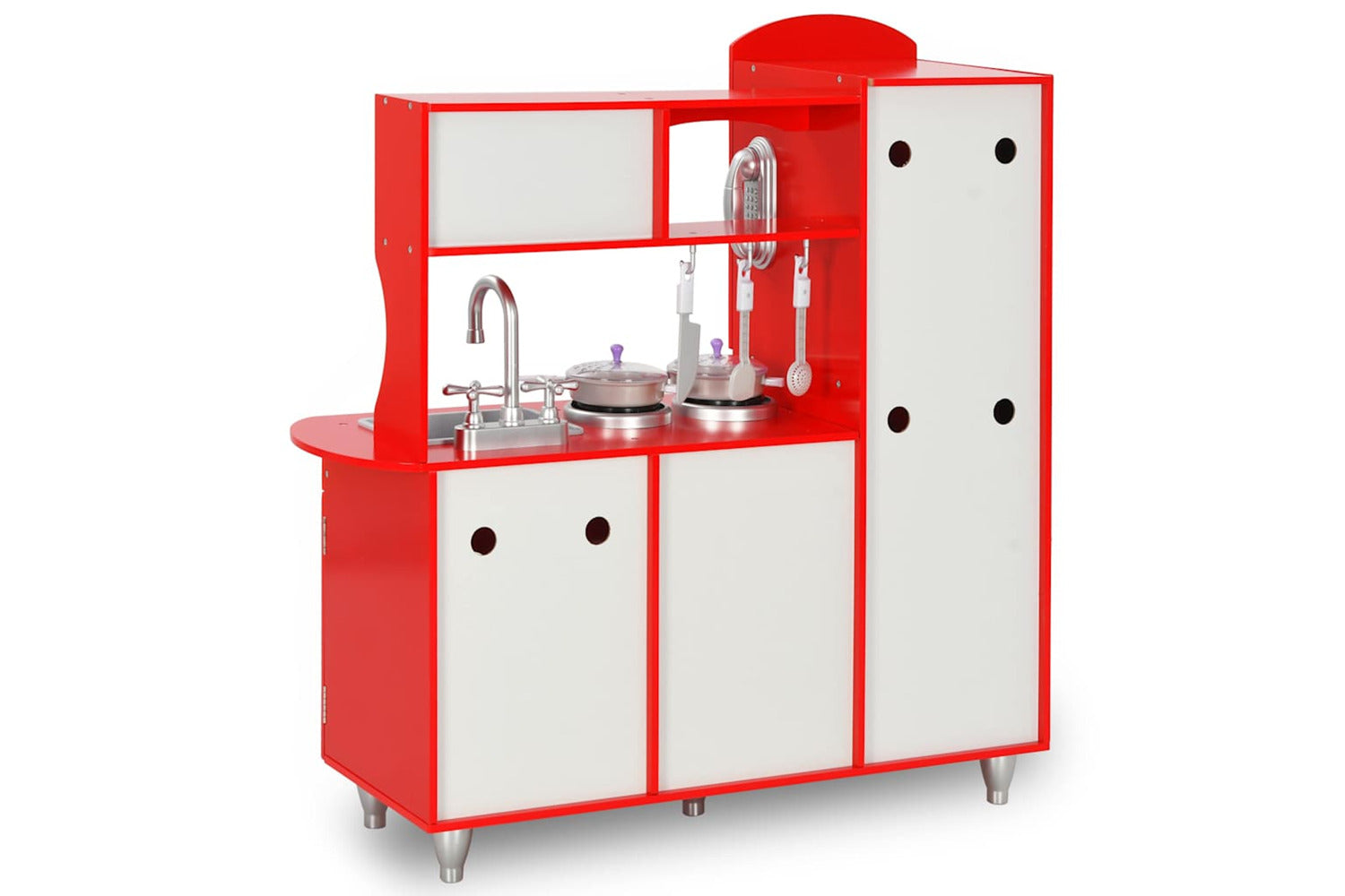 Vidaxl Kids' Play Kitchen Mdf 84x31x89 Cm Red-3