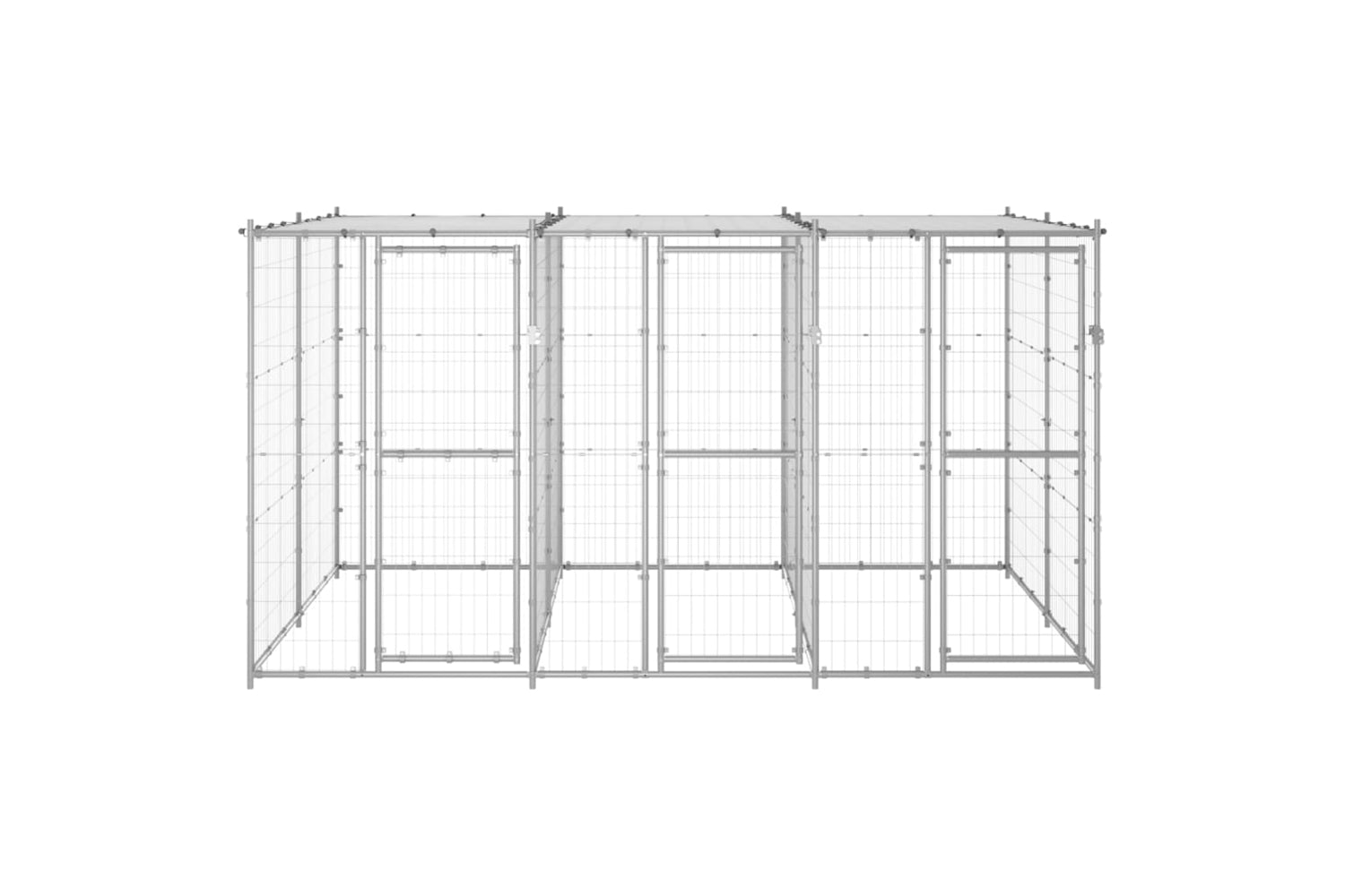 Vidaxl 3082272 Outdoor Dog Kennel Galvanised Steel With Roof 7.26 M2-2