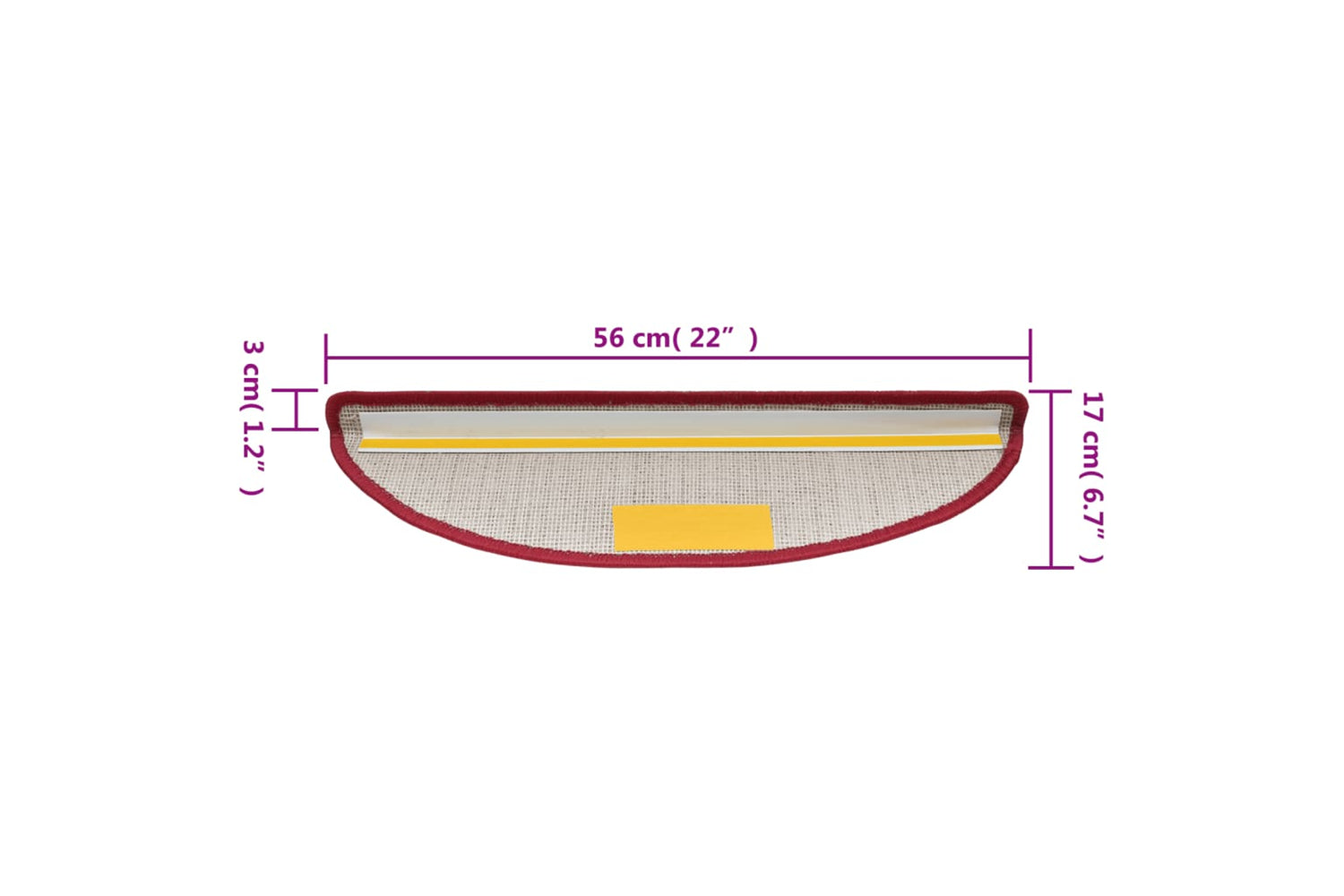 vidaXL 133881 Carpet Stair Treads 15 Pcs Bordeaux Red 56x17x3cm-8