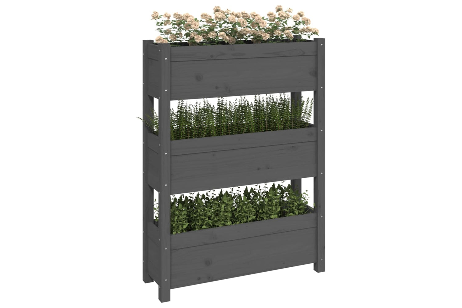vidaXL 823936 Planter Grey 77x25x104.5cm Solid Wood Pine-3