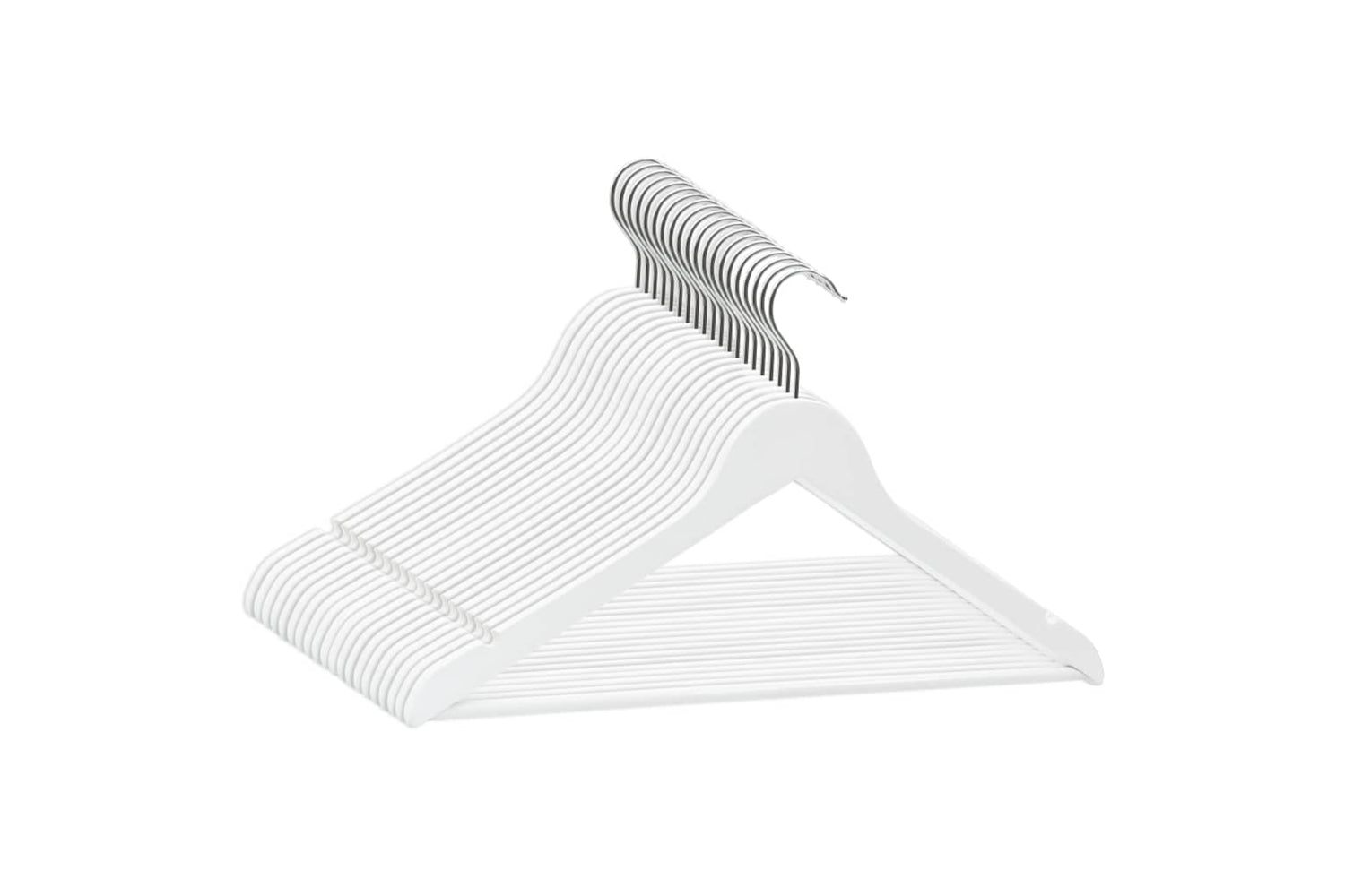 Vidaxl 289914 20 Pcs Clothes Hanger Set Non-slip White Hardwood-2