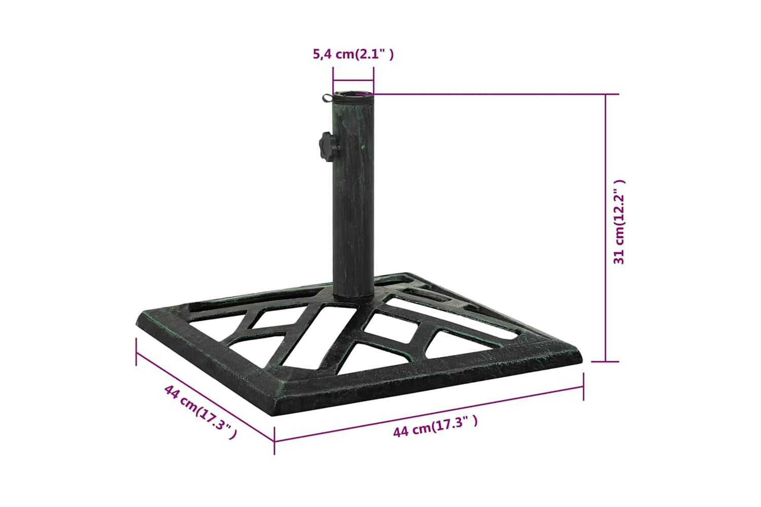 vidaXL 317760 Umbrella Base Green 44x44x31cm Cast Iron-8