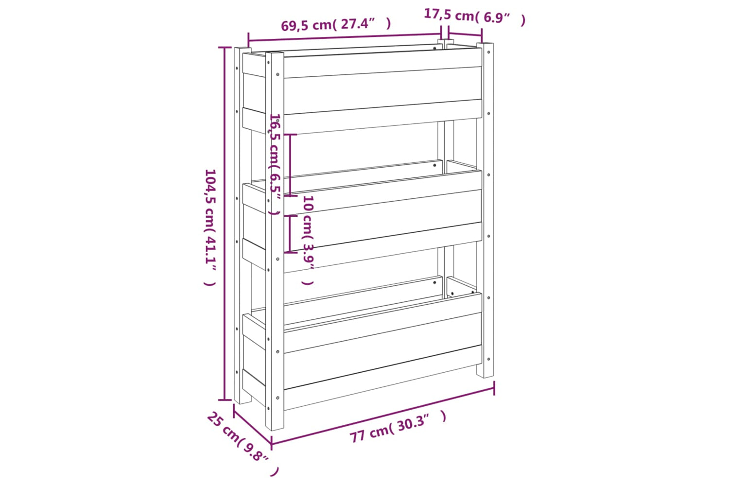 vidaXL 823936 Planter Grey 77x25x104.5cm Solid Wood Pine-8