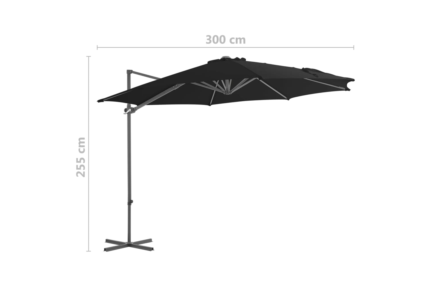 vidaXL 46998 Cantilever Umbrella With Steel Pole Black 300cm-9