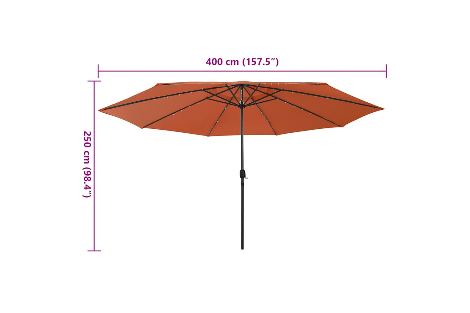 vidaXL 312535 Outdoor Parasol With Led Lights And Metal Pole 400cm Terracotta-7