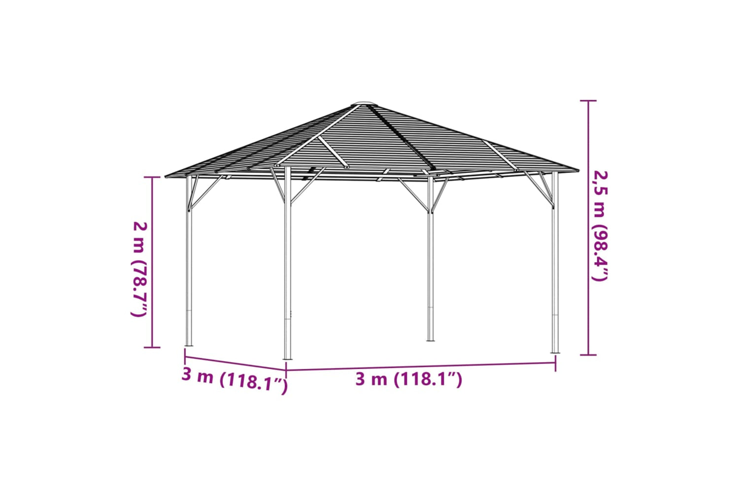 Vidaxl 315247 Gazebo With Roof 3x3 M Anthracite-4