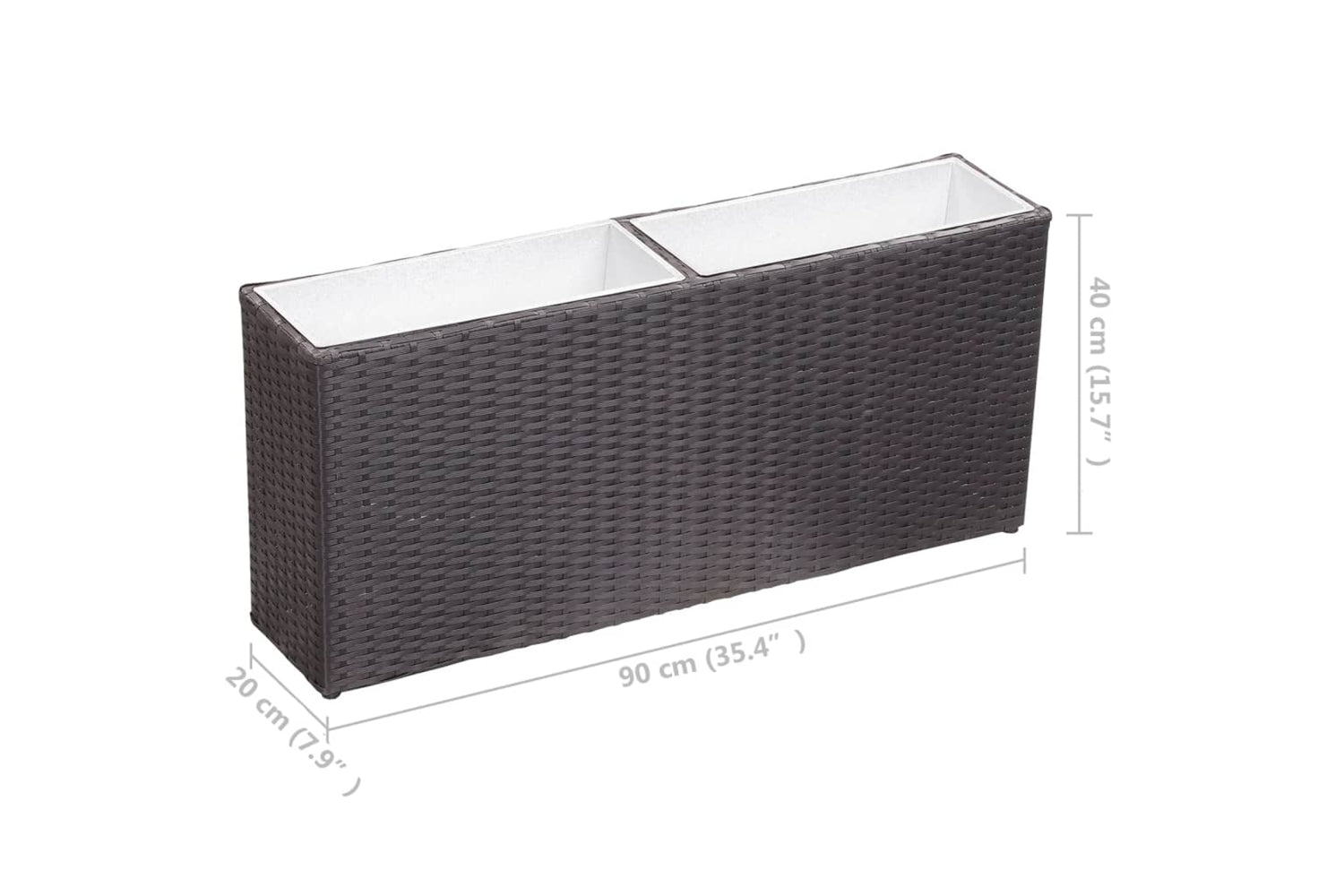 vidaXL 46920 Garden Raised Bed With 2 Pots 90x20x40cm Poly Rattan Black-7