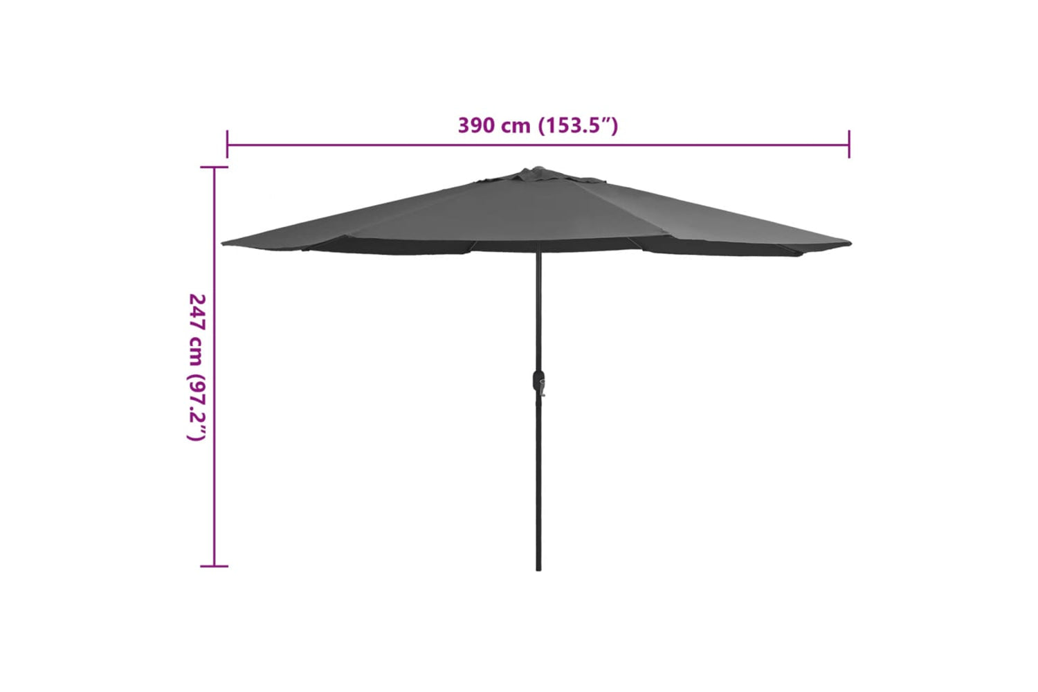 vidaXL Outdoor Parasol With Metal Pole 390cm Anthracite-7