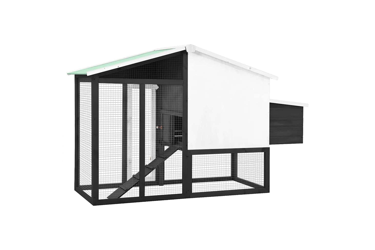 Vidaxl 170865 Chicken Coop With Nest Box Grey And White Solid Fir Wood-4