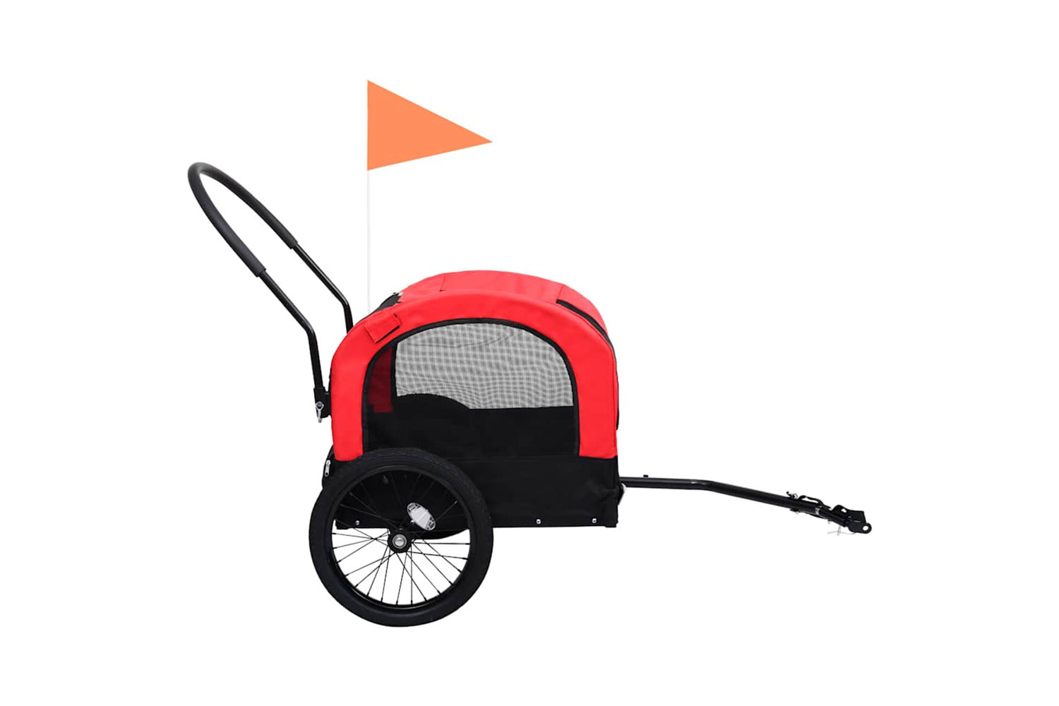 Vidaxl 2-in-1 Pet Bike Trailer & Jogging Stroller Red And Black-4