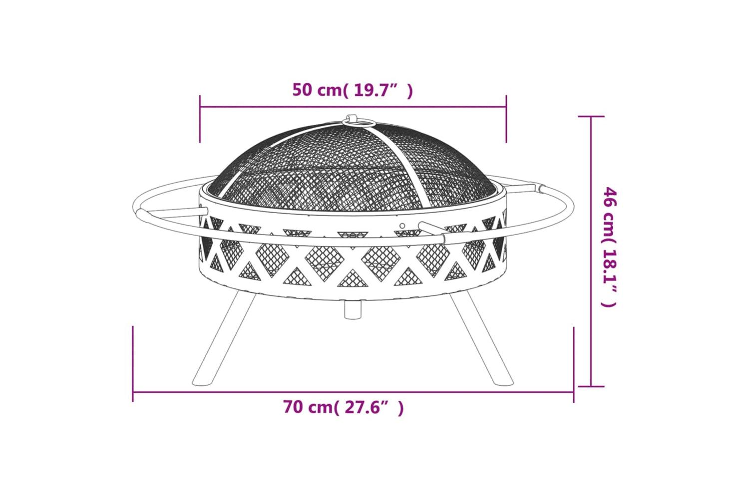 vidaXL 360058 Fire Pit With Poker 70cm Xxl Steel-6