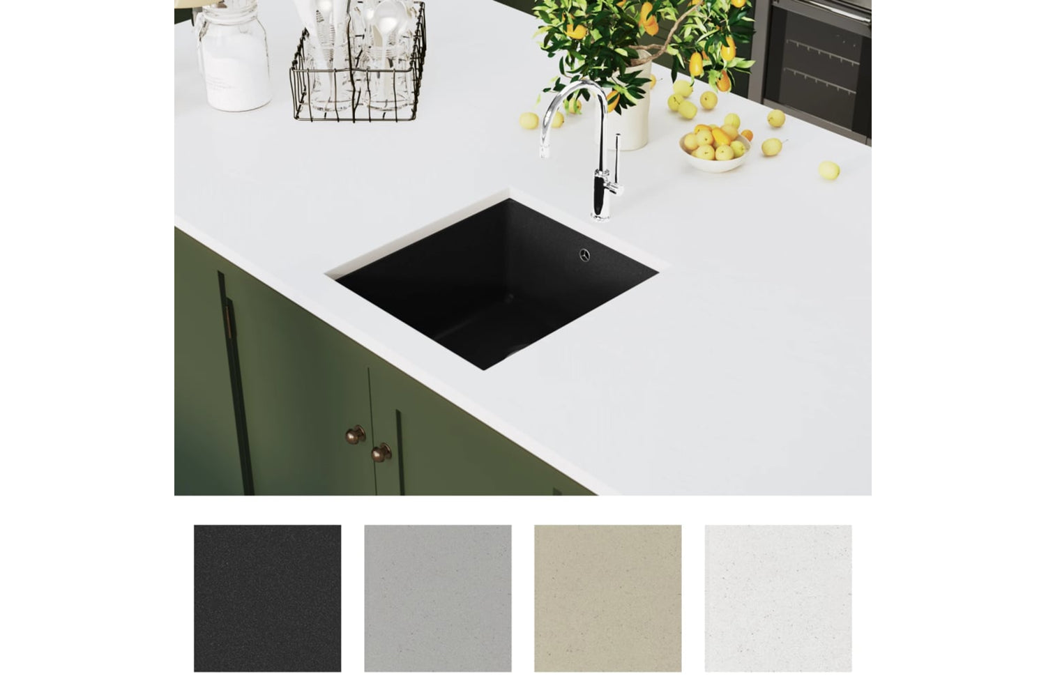 Vidaxl 142960 Granite Kitchen Sink Single Basin Black-2