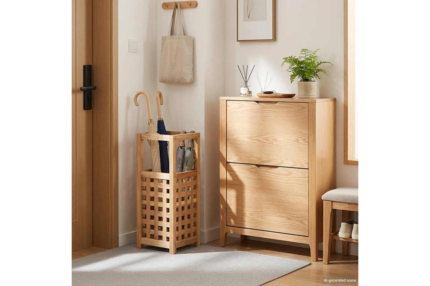 vidaXL 247104 Umbrella Stand Solid Walnut Wood 18x18x50cm-2