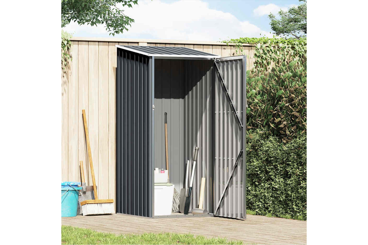 vidaXL 46291 Garden Shed Anthracite 87x98x159cm Galvanised Steel-2
