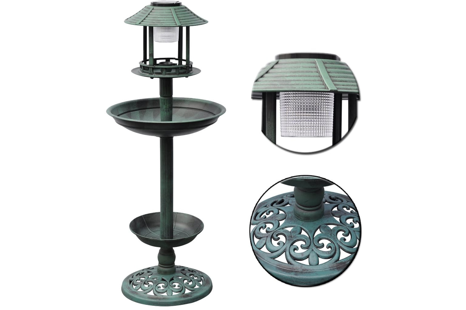 Vidaxl 40537 Bird Bath/ Feeder With Solar Light-6