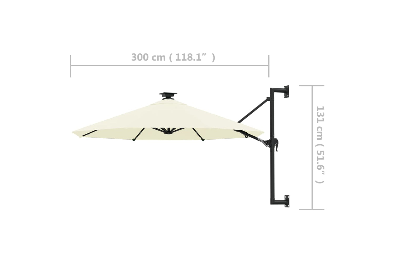 Vidaxl 312522 Wall-mounted Parasol With Leds And Metal Pole 300 Cm Sand-9