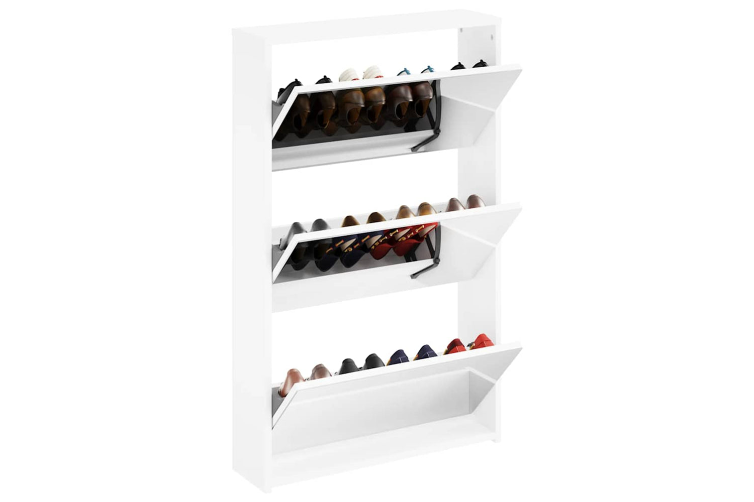 vidaXL 243048 Shoe Cabinet 3-layer Mirror White 63x17x102.5cm-2